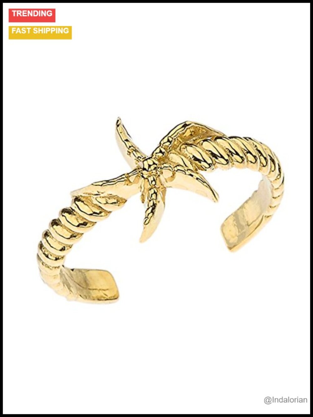 Solid 10K Gold Starfish Toe Ring Rope Design Fine Jewelry